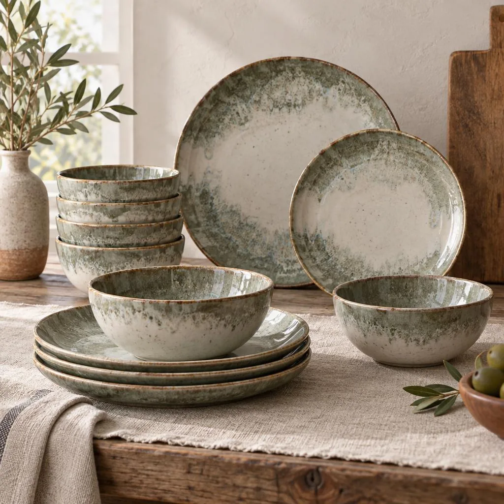 Reactive glaze stoneware 12-piece set