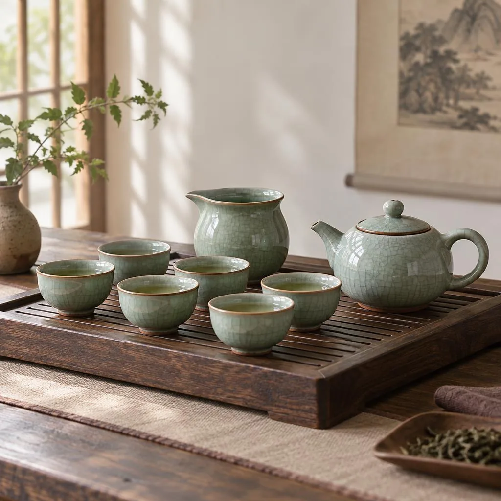 Celadon gongfu tea set